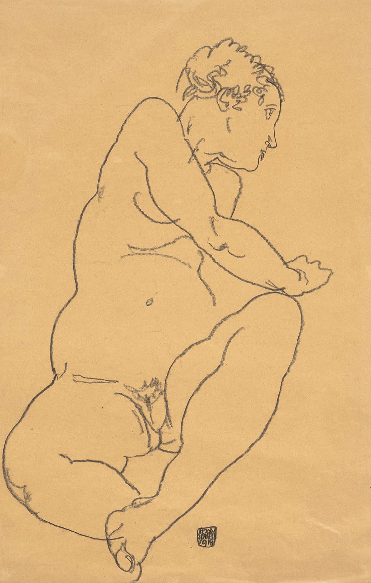 Female Nude Bending To The Left by Egon Schiele - Image 3