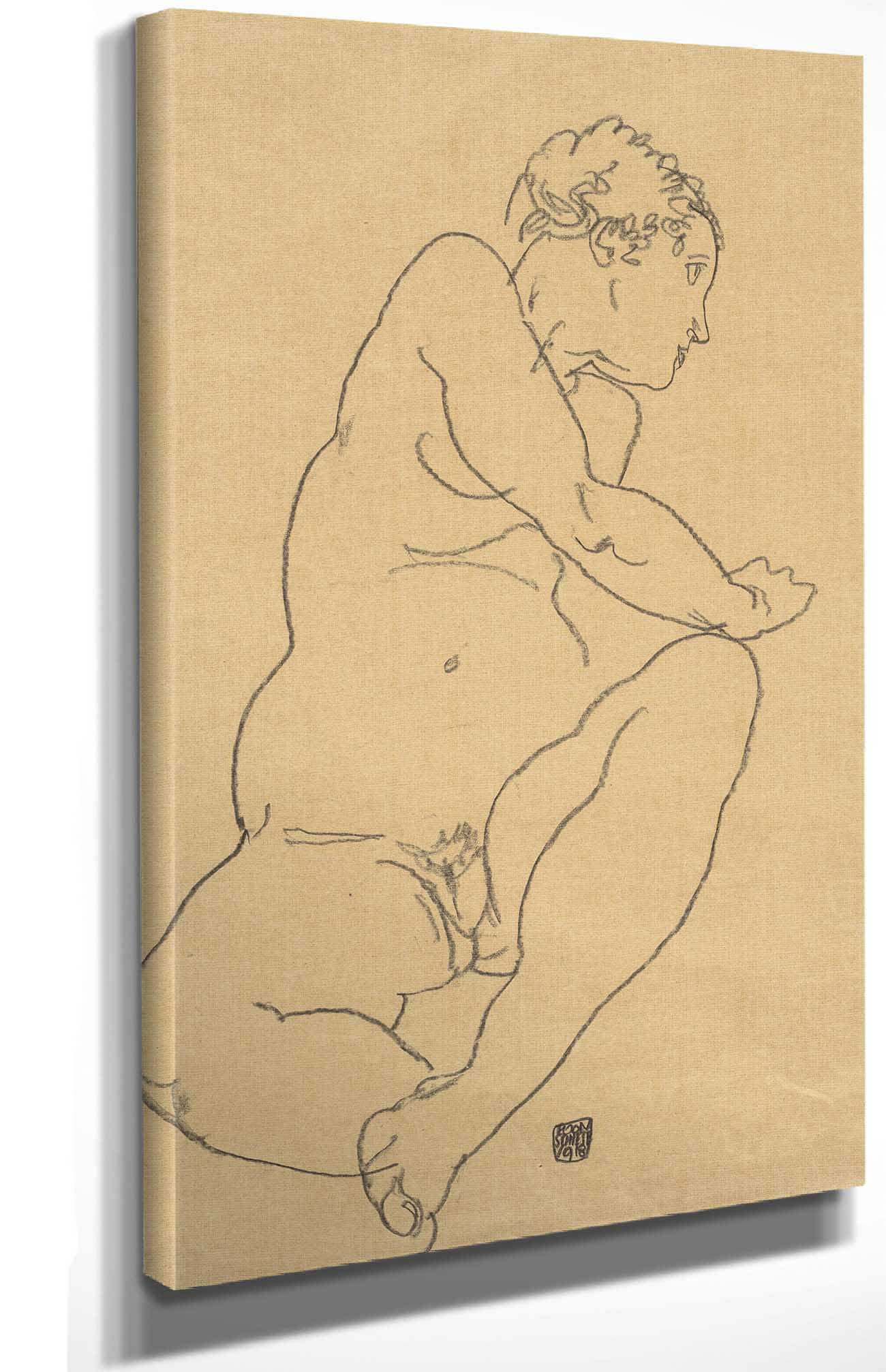 Female Nude Bending To The Left by Egon Schiele - Image 4