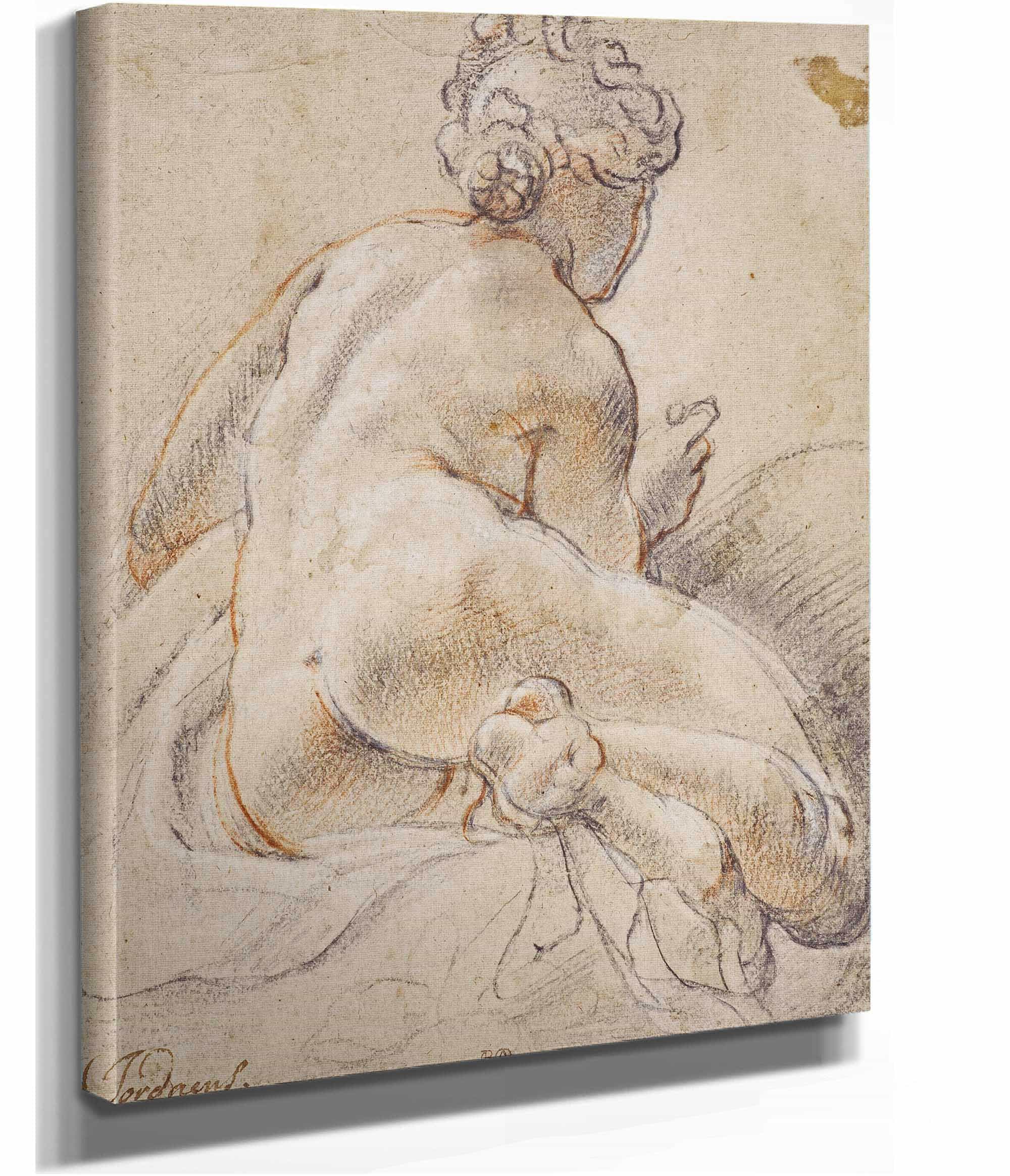Female Nude Seen From The Back by Jacob Jordaens - Image 2