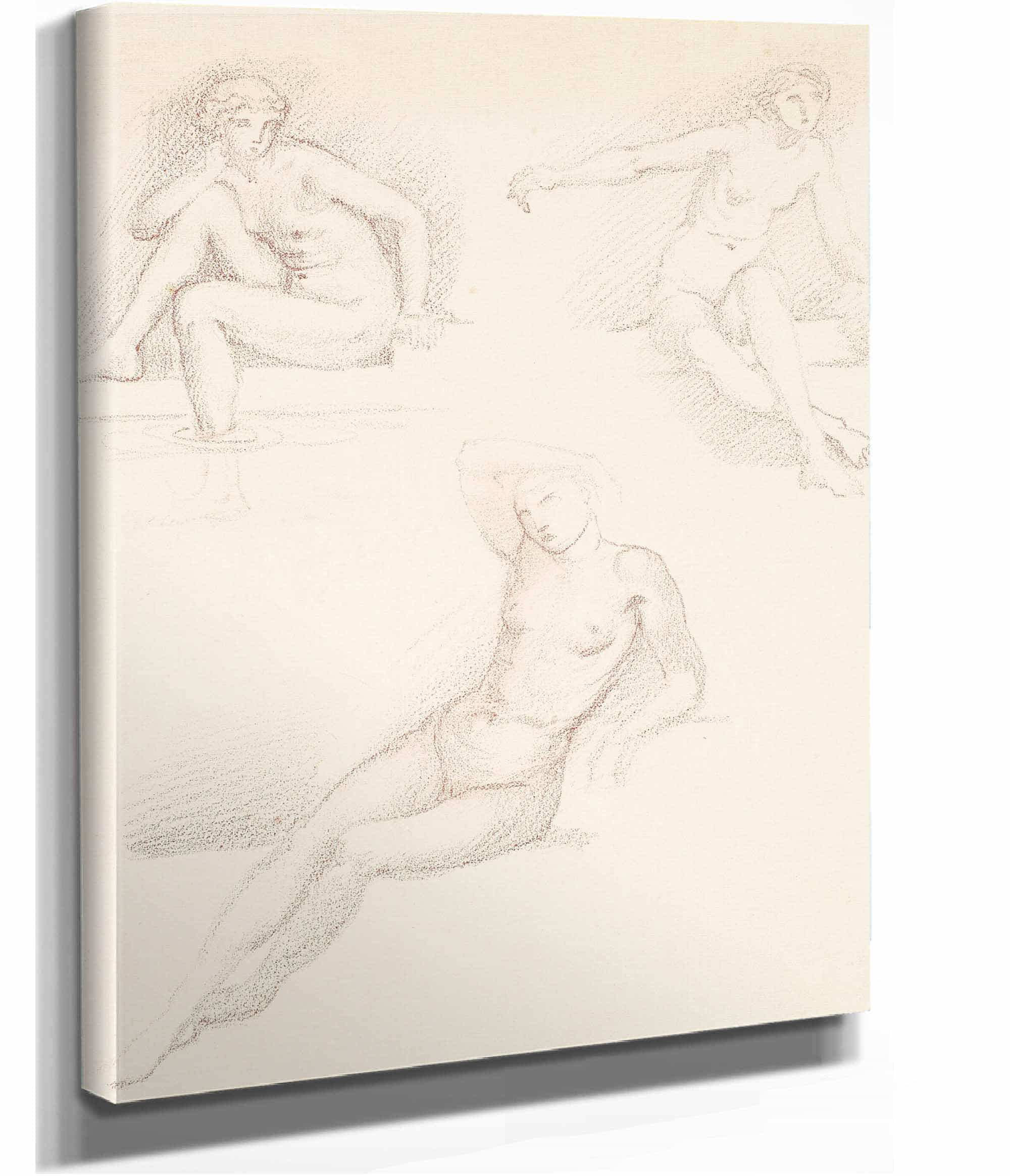 Female Nude Three Studies Of A Seated Girl by Sir Edward Coley Burne Jones - Image 2
