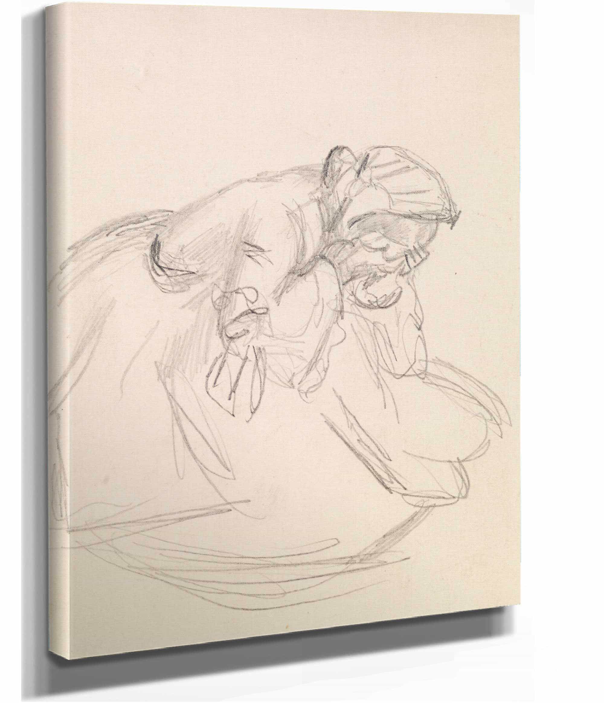 Female Sketch Of A Distraught Woman Seated by Sir John Everett Millais - Image 2