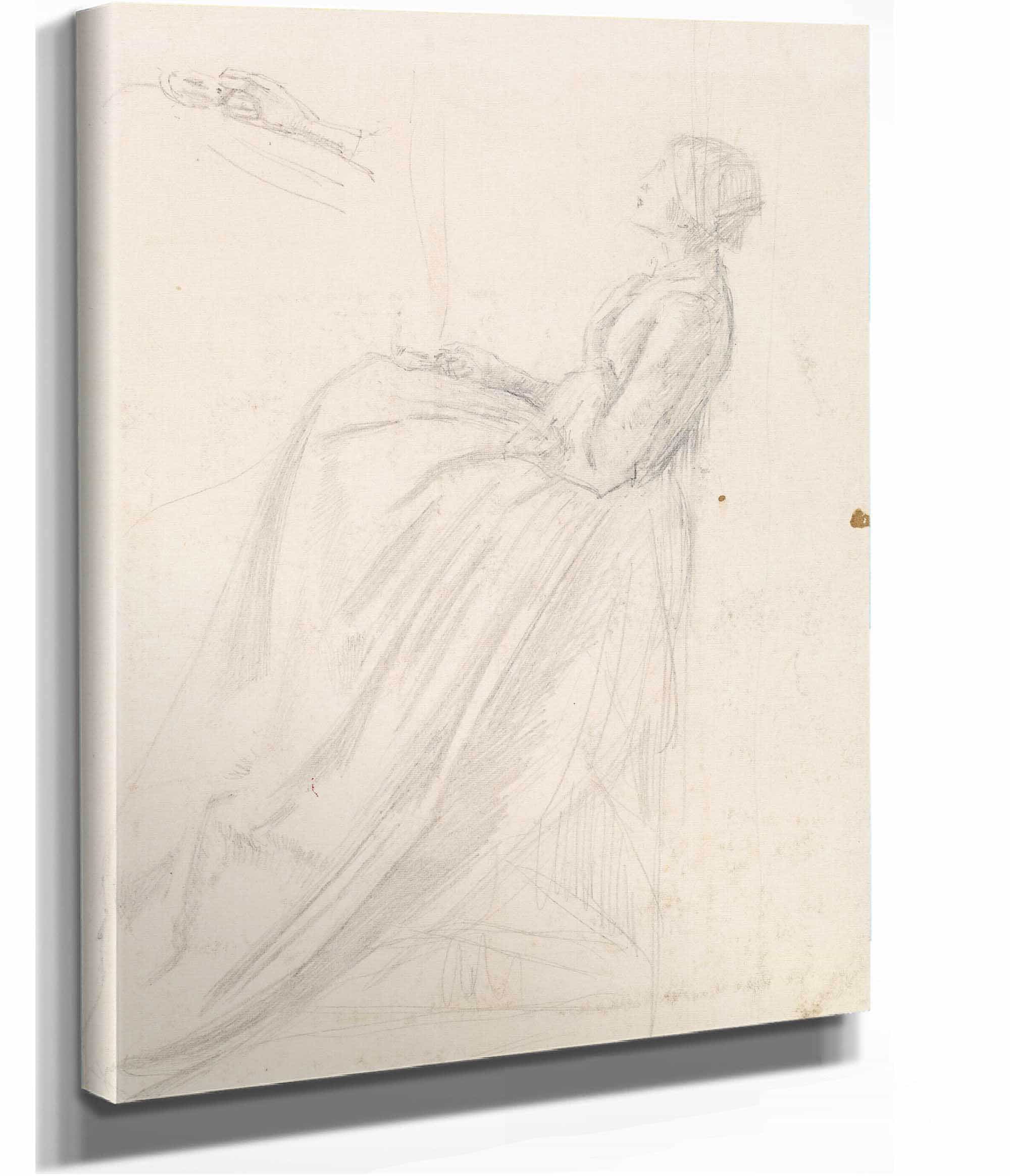 Female Sketch Of A Seated Woman Holding Lamp by Sir John Everett Millais - Image 2