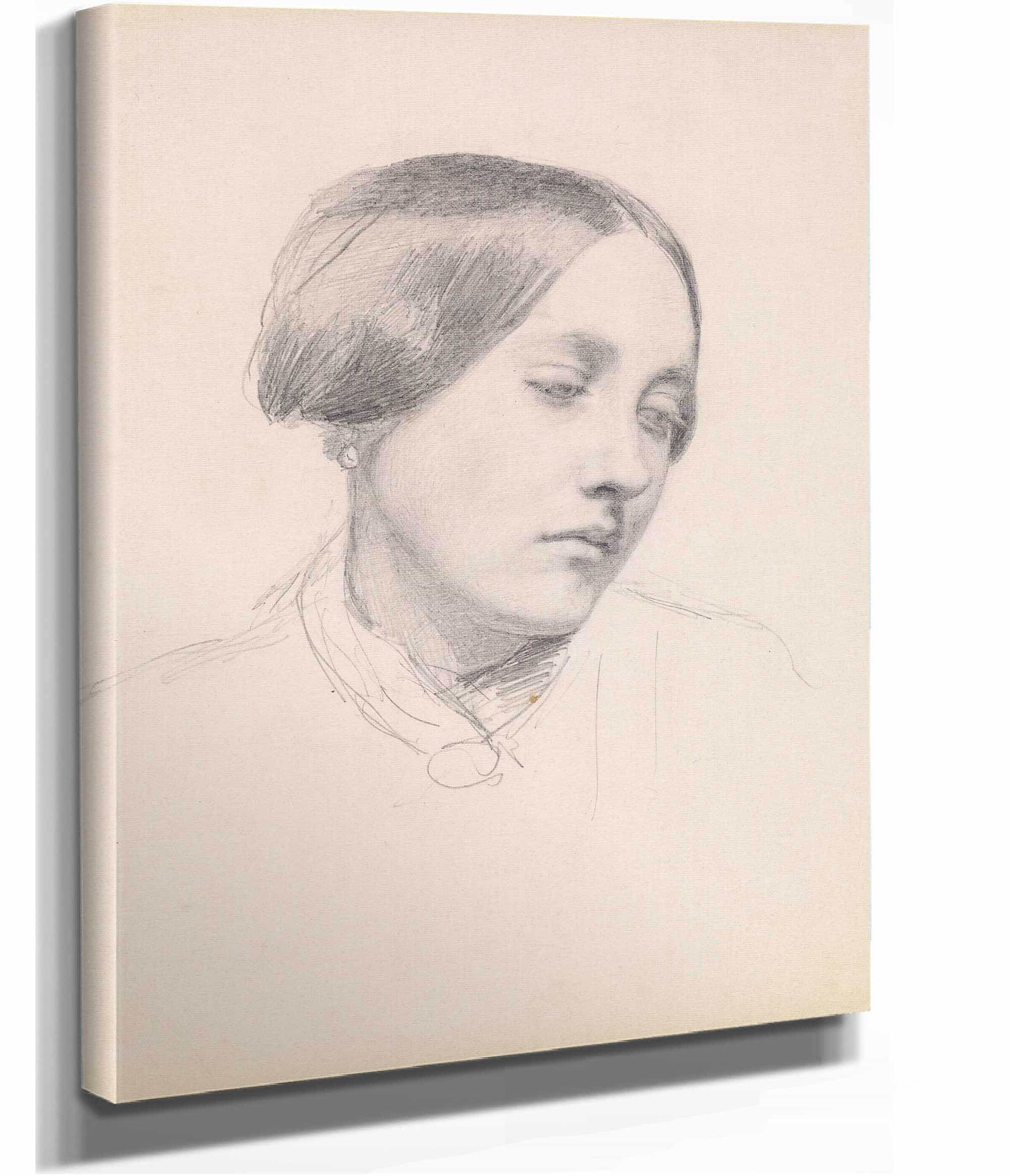 Female Study Of A Girls Head by Sir John Everett Millais - Image 2