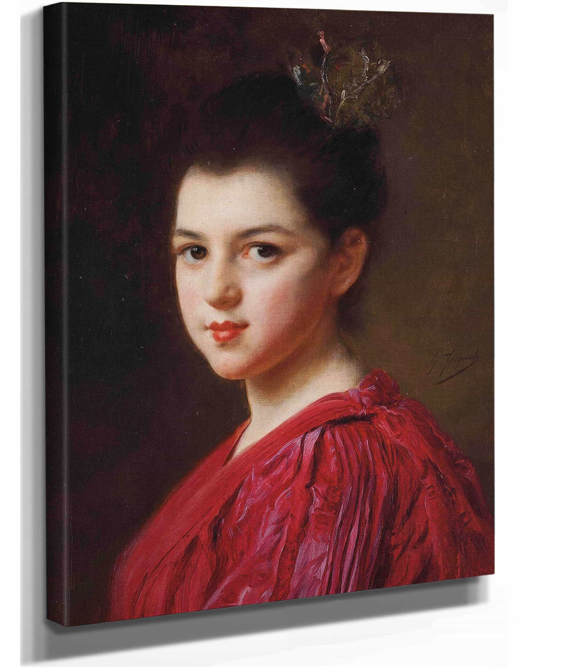 Femme A La Robe Rouge by Gustave Jean Jacquet - Image 2