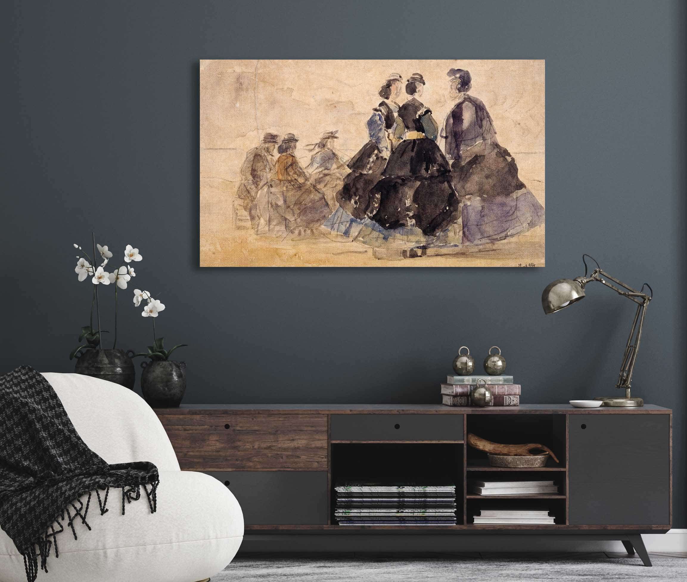Femme Assise Et Divers Personnages Au Bord De La Mer by Eugene Boudin - Image 5