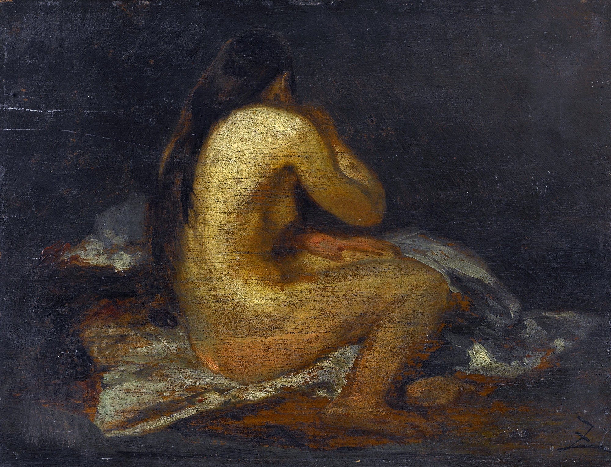 Femme Nue Assise by Felix Ziem - Image 2