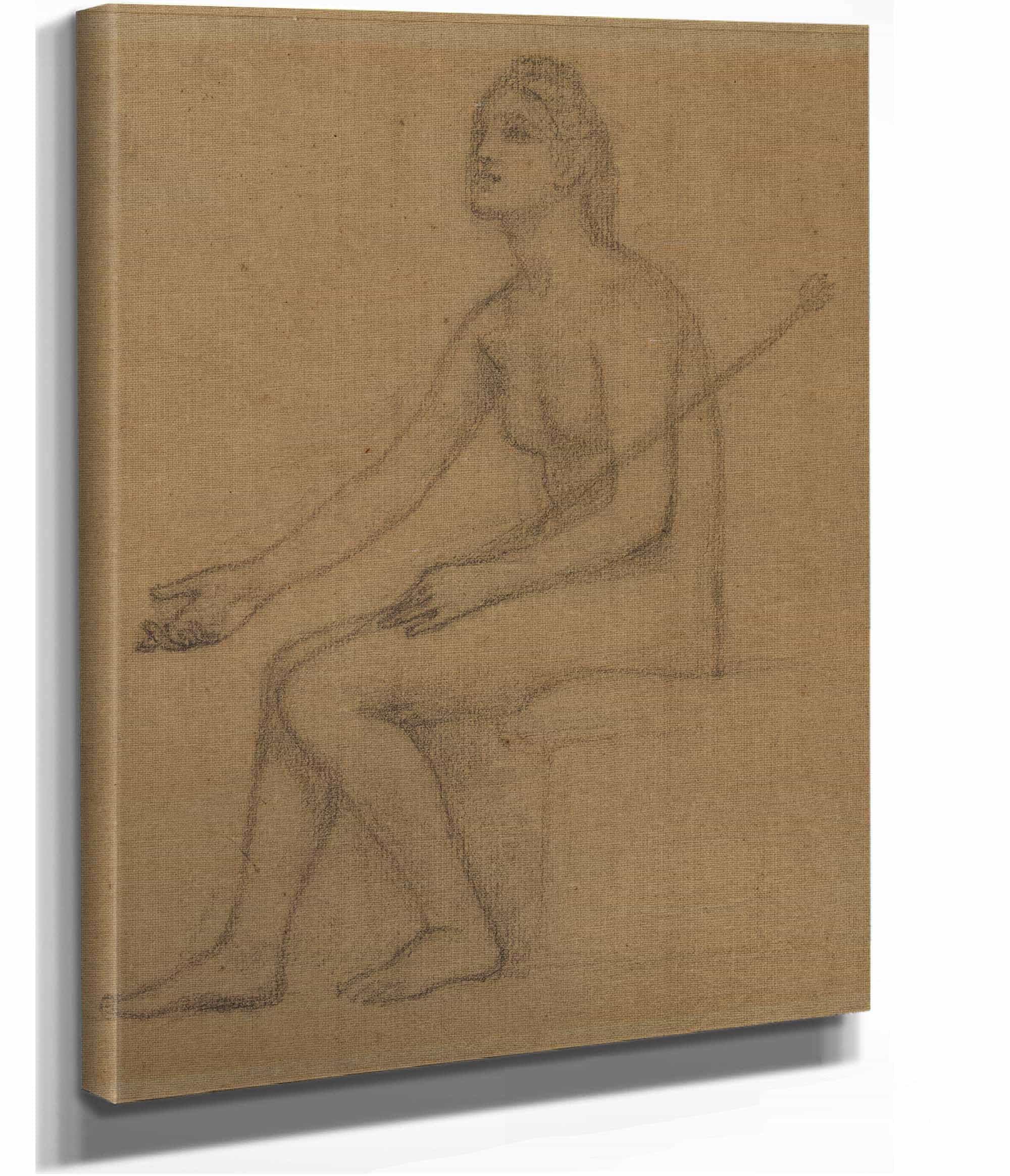Femme Nue Assise De Profil A Gauche by Pierre Puvis De Chavannes - Image 2