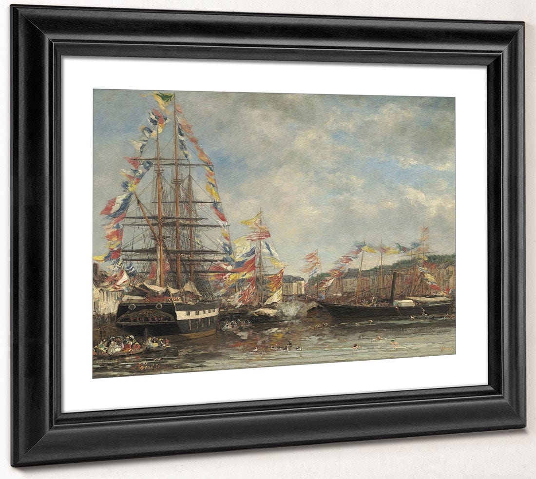Festival In The Harbor Of Honfleur By Eugene Boudin - Image 4