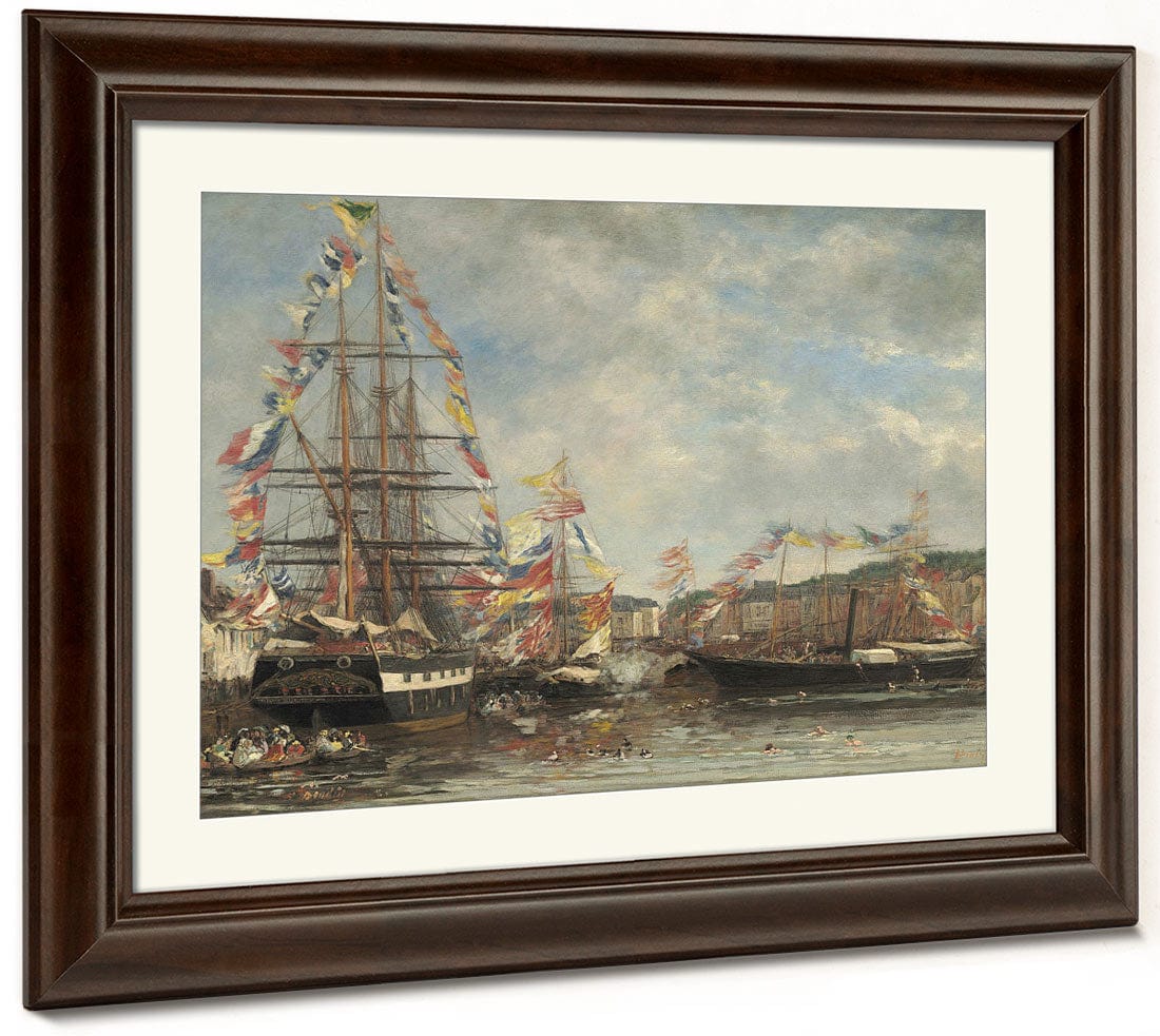Festival In The Harbor Of Honfleur By Eugene Boudin - Image 5