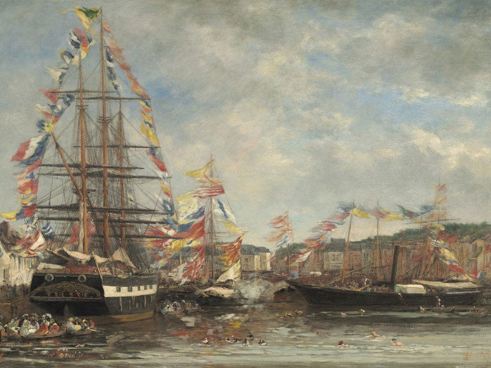 Festival In The Harbor Of Honfleur By Eugene Boudin - Image 7