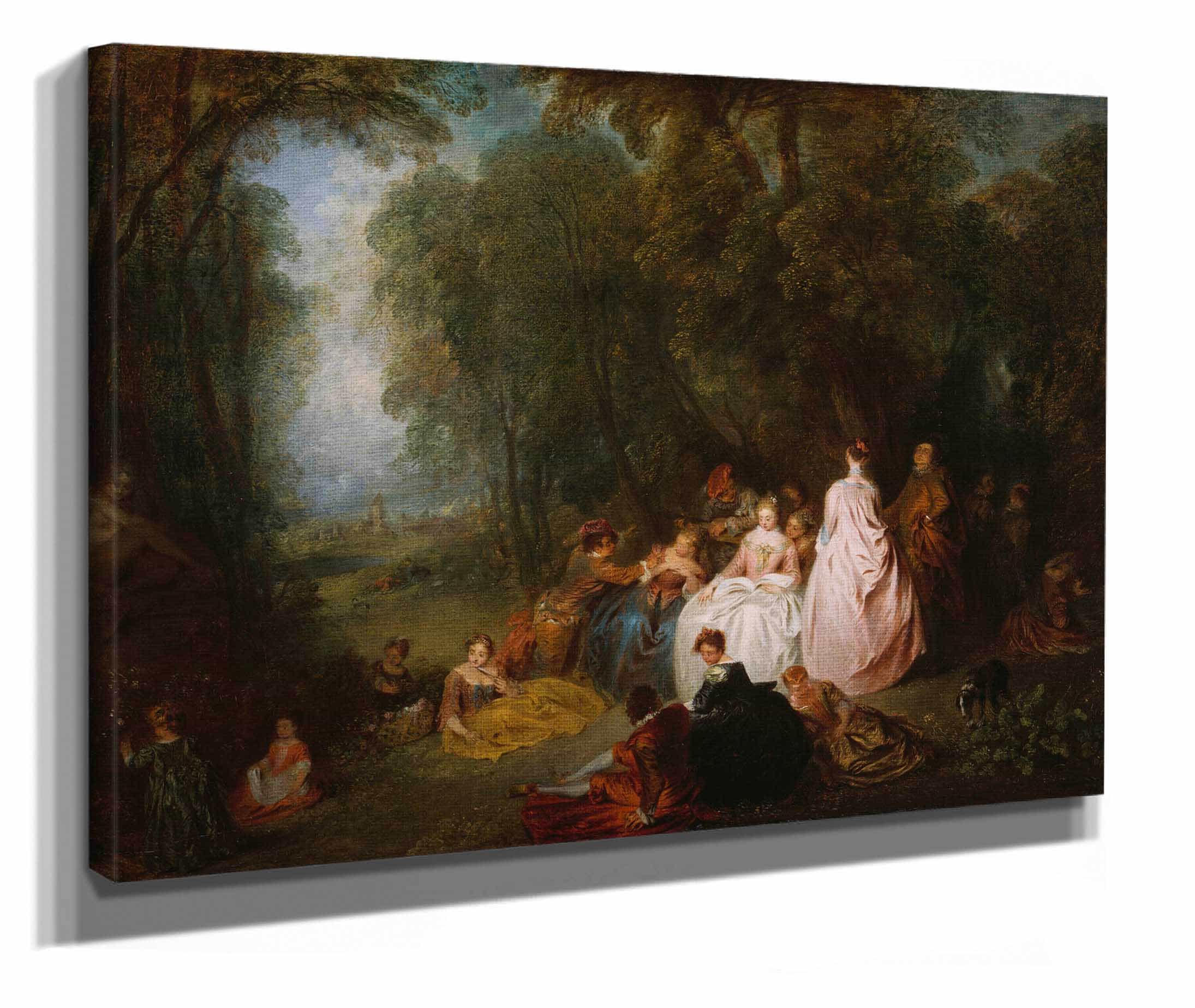 Fete Champetre Pastoral Gathering by Jean Antoine Watteau - Image 2