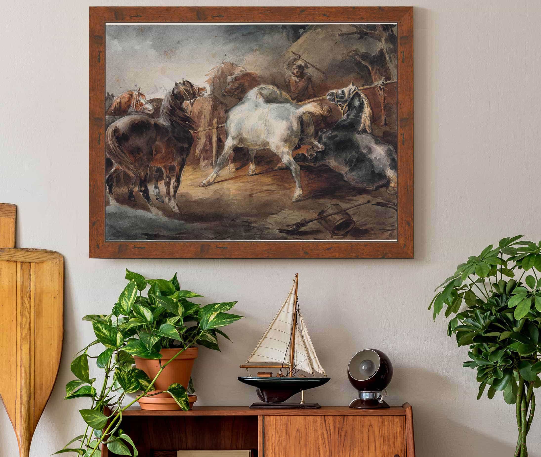 Fighting Horses by Theodore Gericault - Image 3
