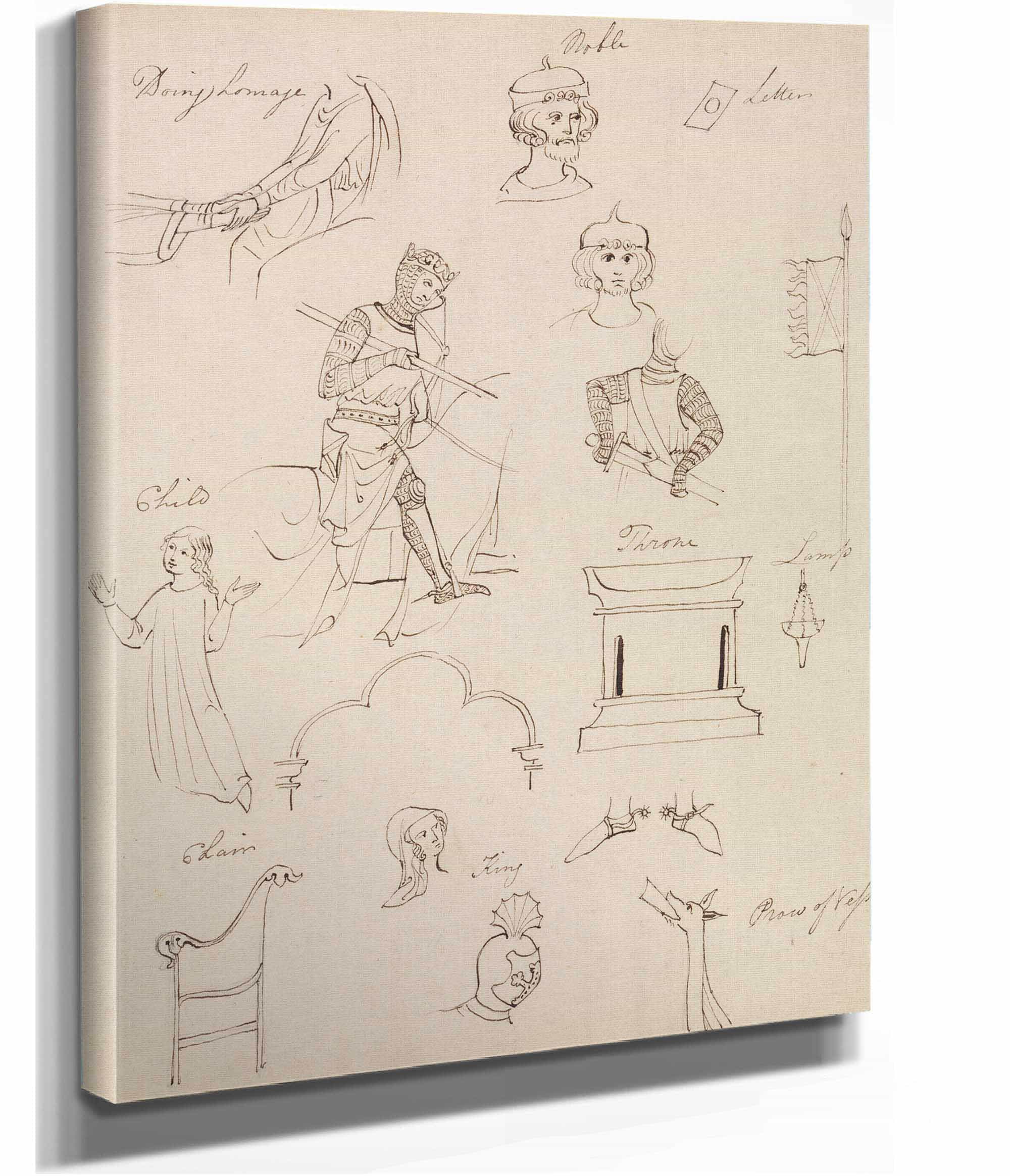 Figure Studies For Medieval Noble Life by Robert Smirke - Image 2