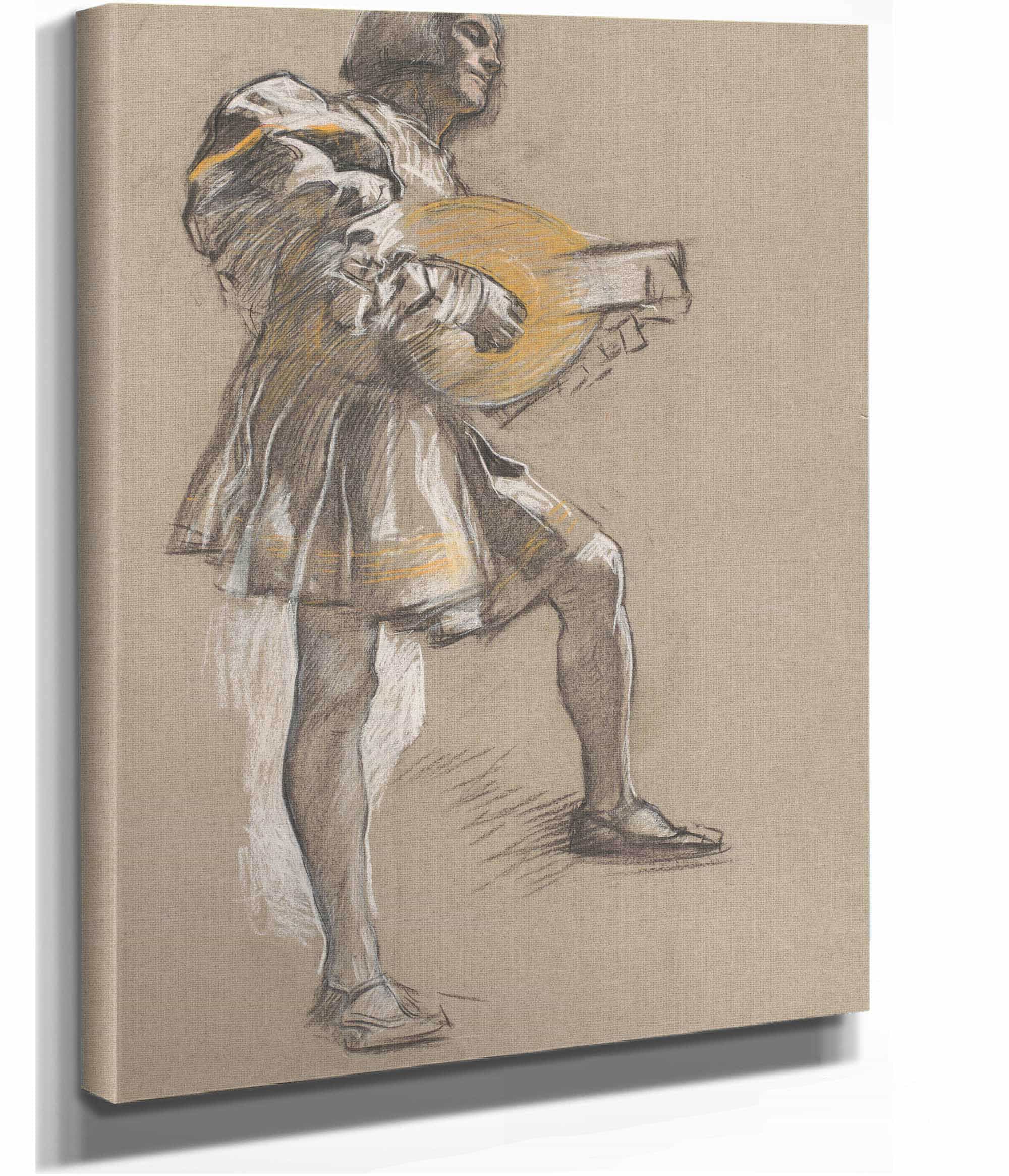 Figure With Mandolin In Mediaeval Costume by Edwin Austin Abbey - Image 2