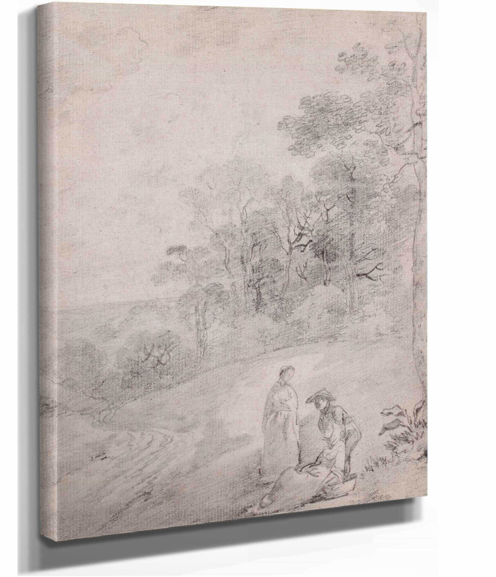 Figures By A Track Through A Wooded Landscape Early S by Thomas Gainsborough - Image 2