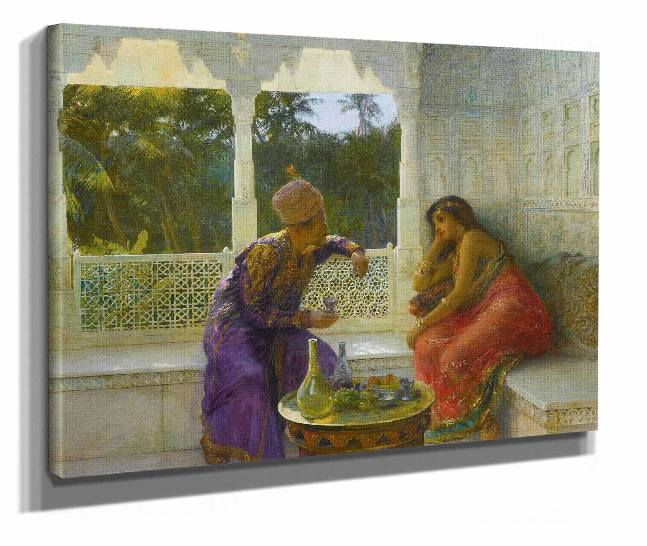 Figures In An Interior With Garden Of Palms Beyond by Edwin Lord Weeks - Image 2