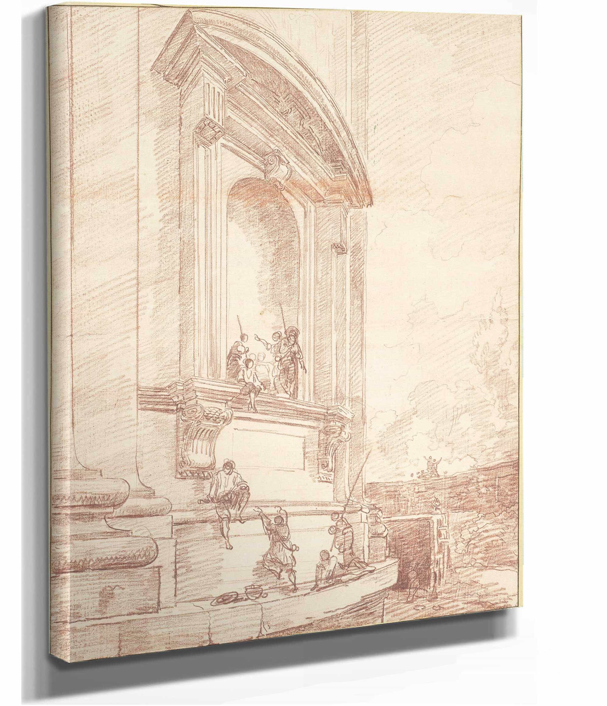 Figures In One Of Michelangelos Niches On The Apse Of St Peters Rome by Hubert Robert - Image 2