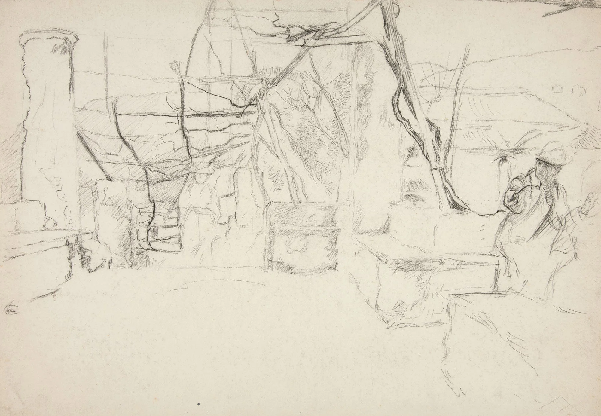 Figures Walking Among Old Ruins by Edwin Austin Abbey - Image 2