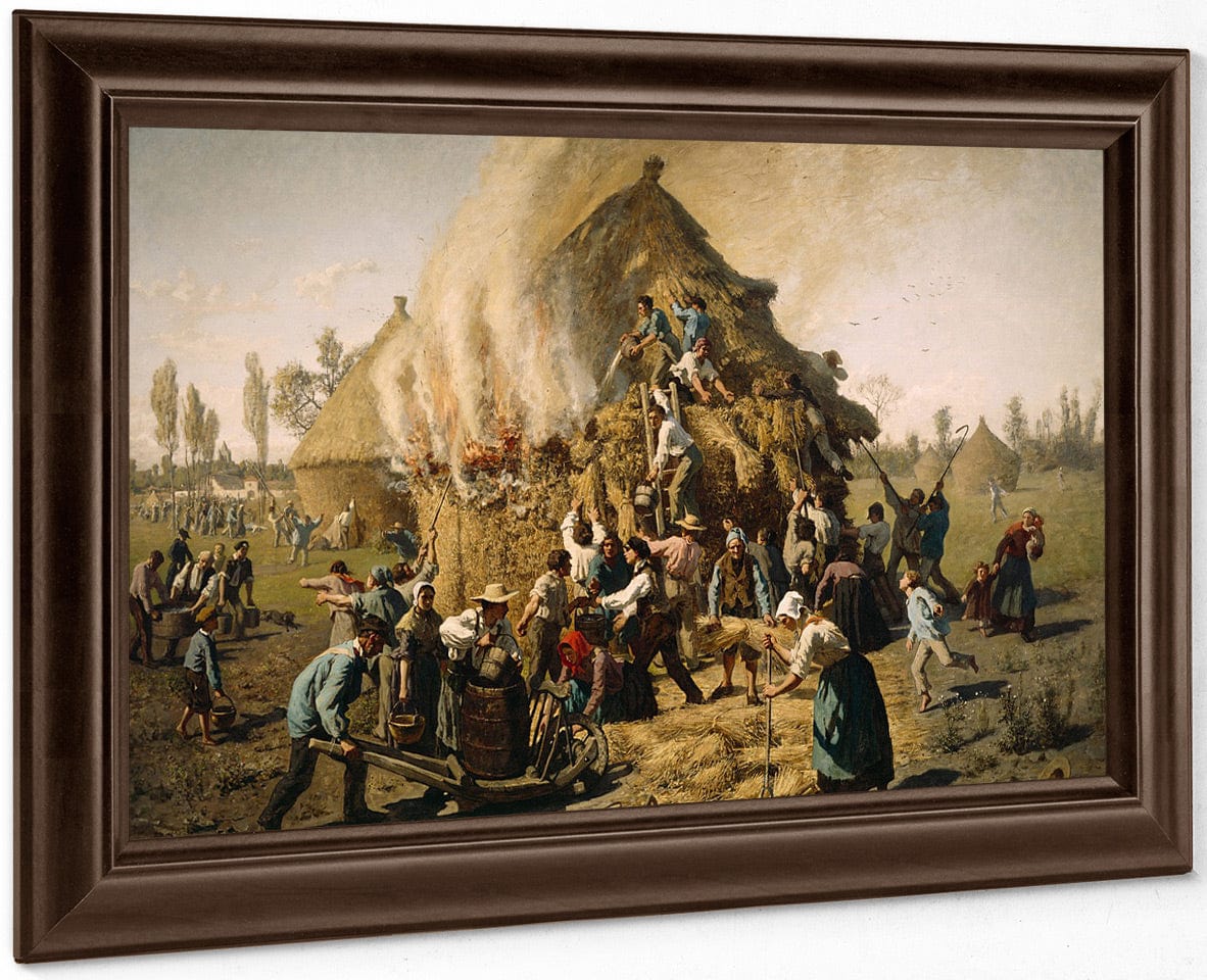 Fire In A Haystack By Jules Breton - Image 6
