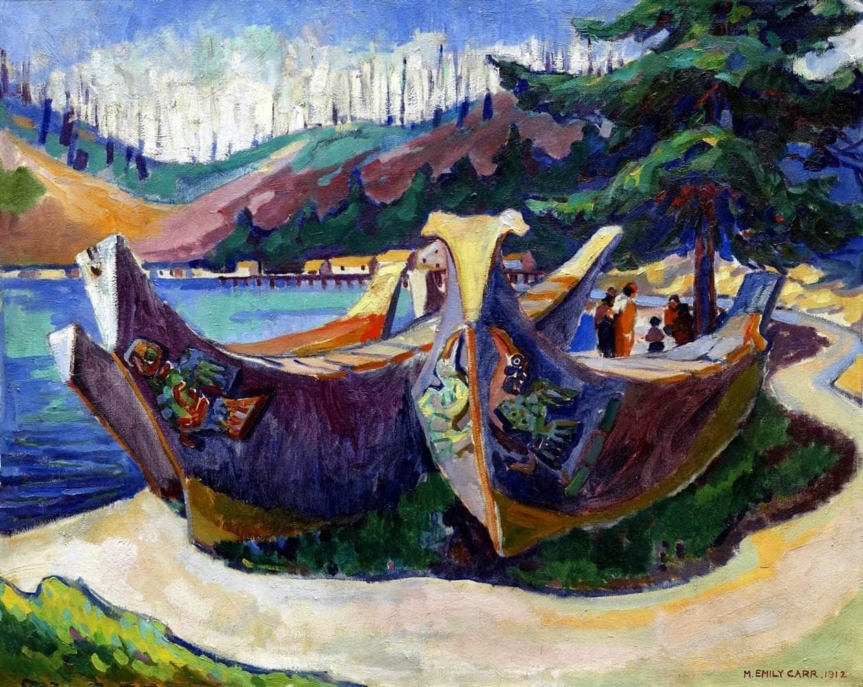 First Nations War Canoes In Alert Bay Painting Emily Carr Canvas Art - Image 5