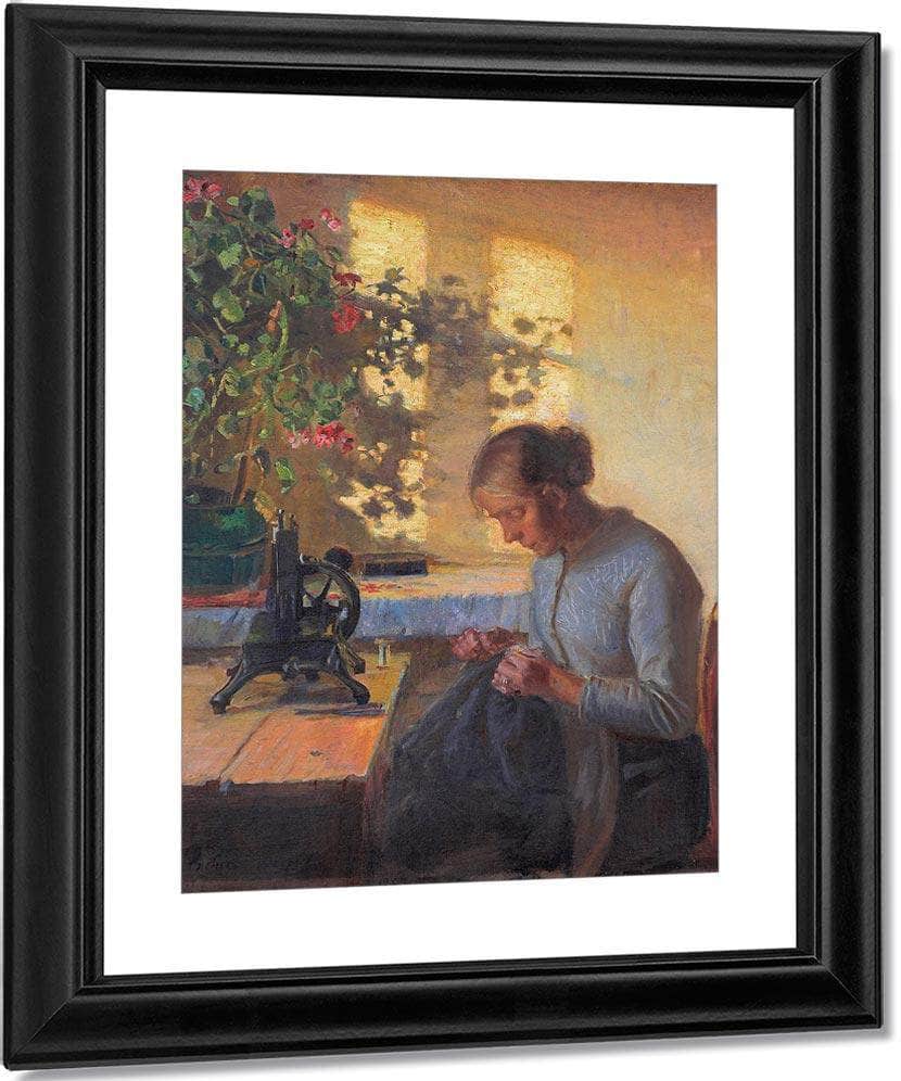 Fisherman 1039 S Wife Sewing 1890 By Anna Ancher - Image 3