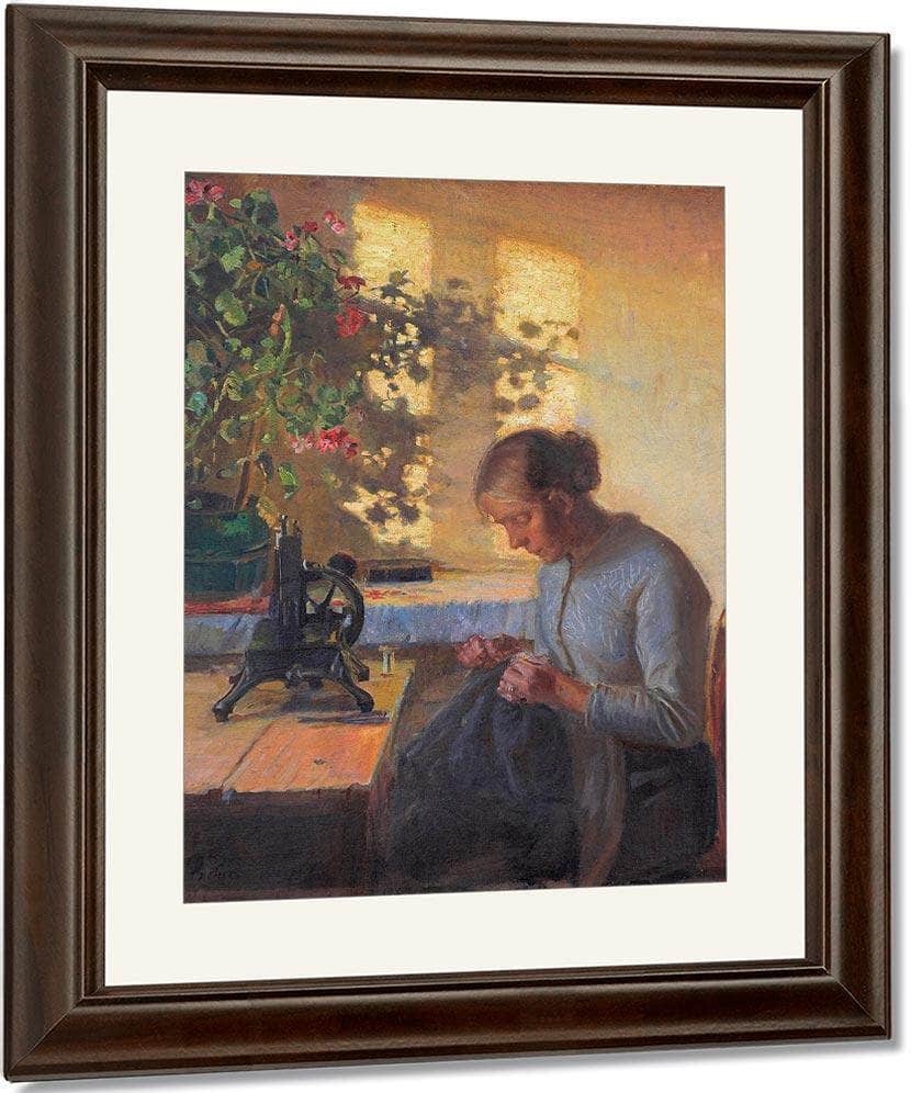 Fisherman 1039 S Wife Sewing 1890 By Anna Ancher - Image 4