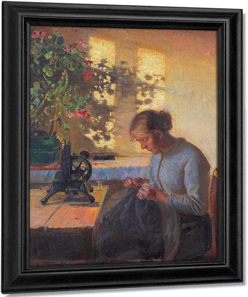 Fisherman 1039 S Wife Sewing 1890 By Anna Ancher - Image 7