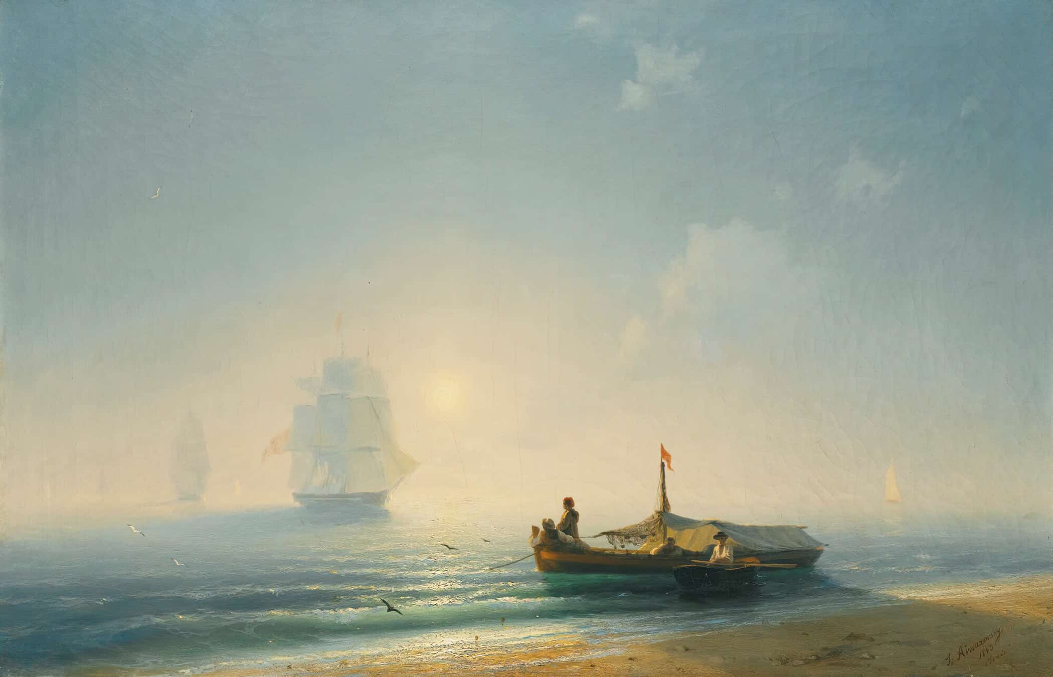 Fishermen At Dawn Naples by Ivan Konstantinovich Aivazovsky - Image 2