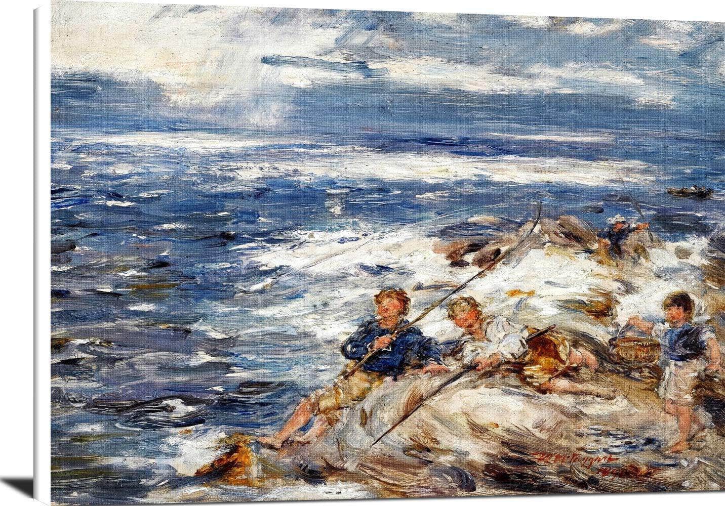Fishing From The Rocks Painting William Mctaggart Canvas Art