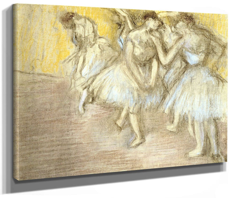 Five Dancers On Stage By Edgar Degas