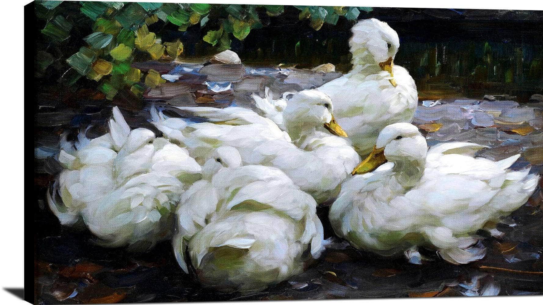 Five Dormant White Ducks Painting Alexander Max Koester Canvas Art - Image 2
