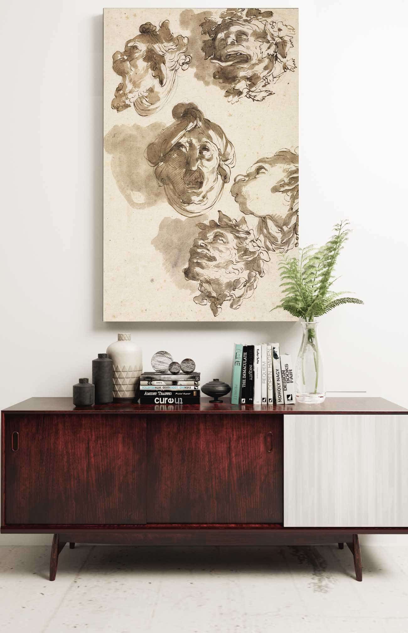 Five Grotesque Heads Second Half S by Gaetano Gandolfi - Image 2
