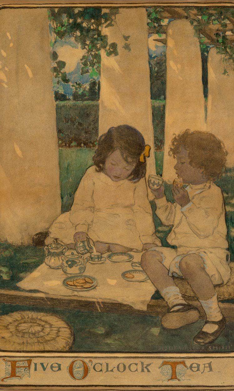 Five Oclock Tea The Child In A Garden Scribners Magazine Interior Illustration December 1903 By Jessie Willcox Smith - Image 6