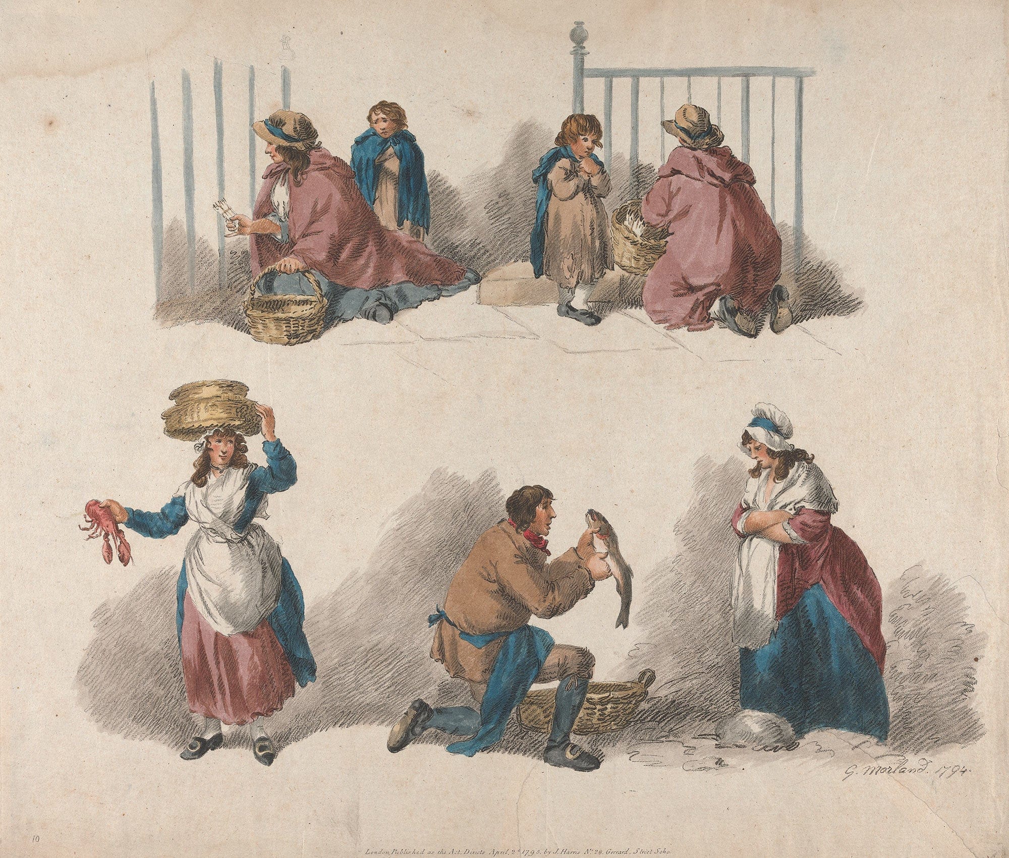 Five Studies Of Peddlers by George Morland - Image 2