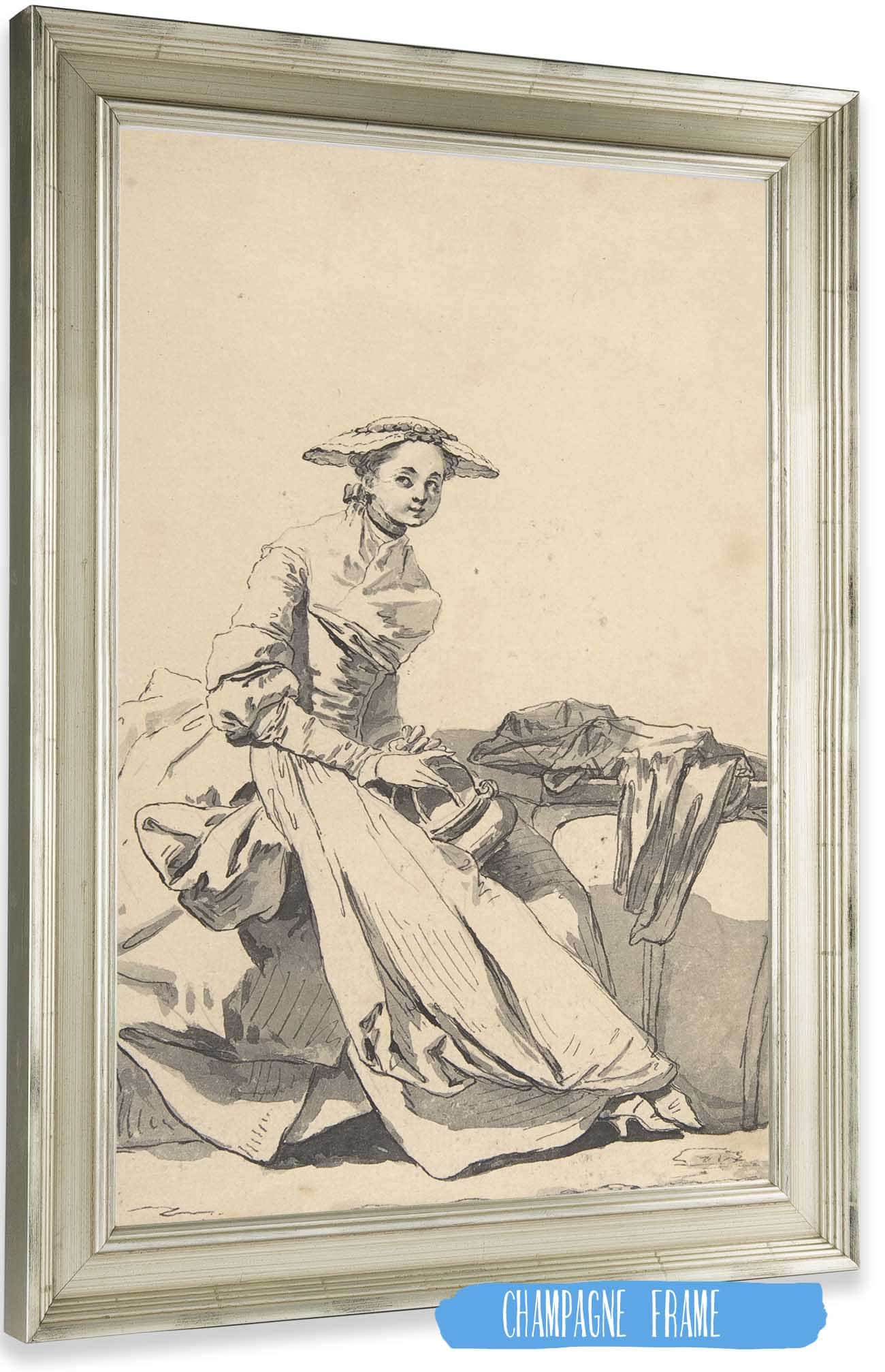 Florentine Woman Wearing A Butterfly Cap And Holding A Hand Warmer by Jean Baptiste Greuze