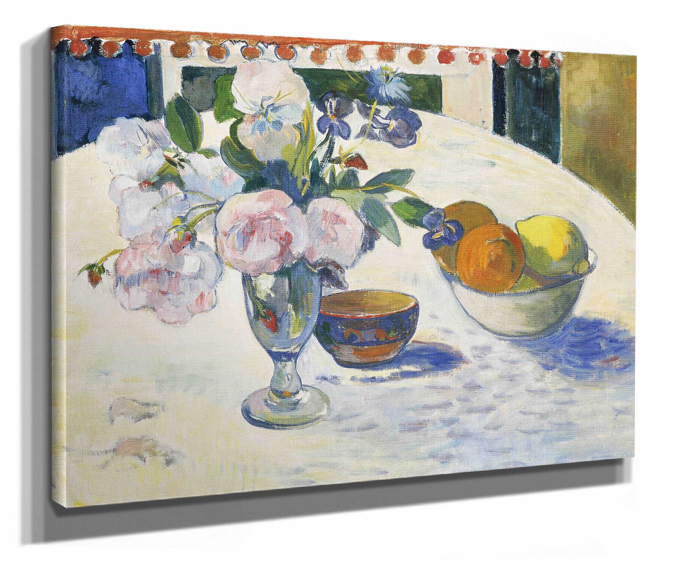 Flowers And A Bowl Of Fruit On A Table by Paul Gauguin - Image 2