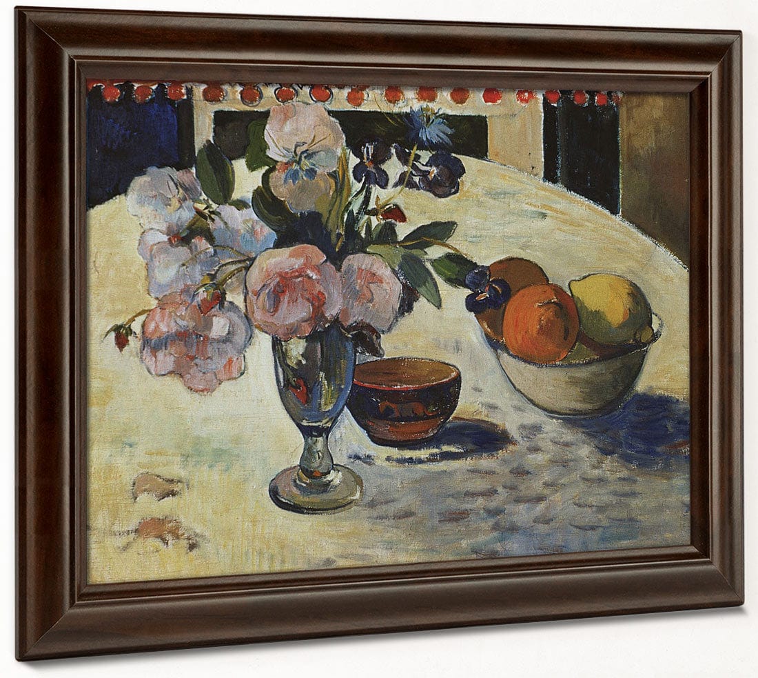 Flowers And A Bowl Of Fruit On A Table By Paul Gauguin - Image 4