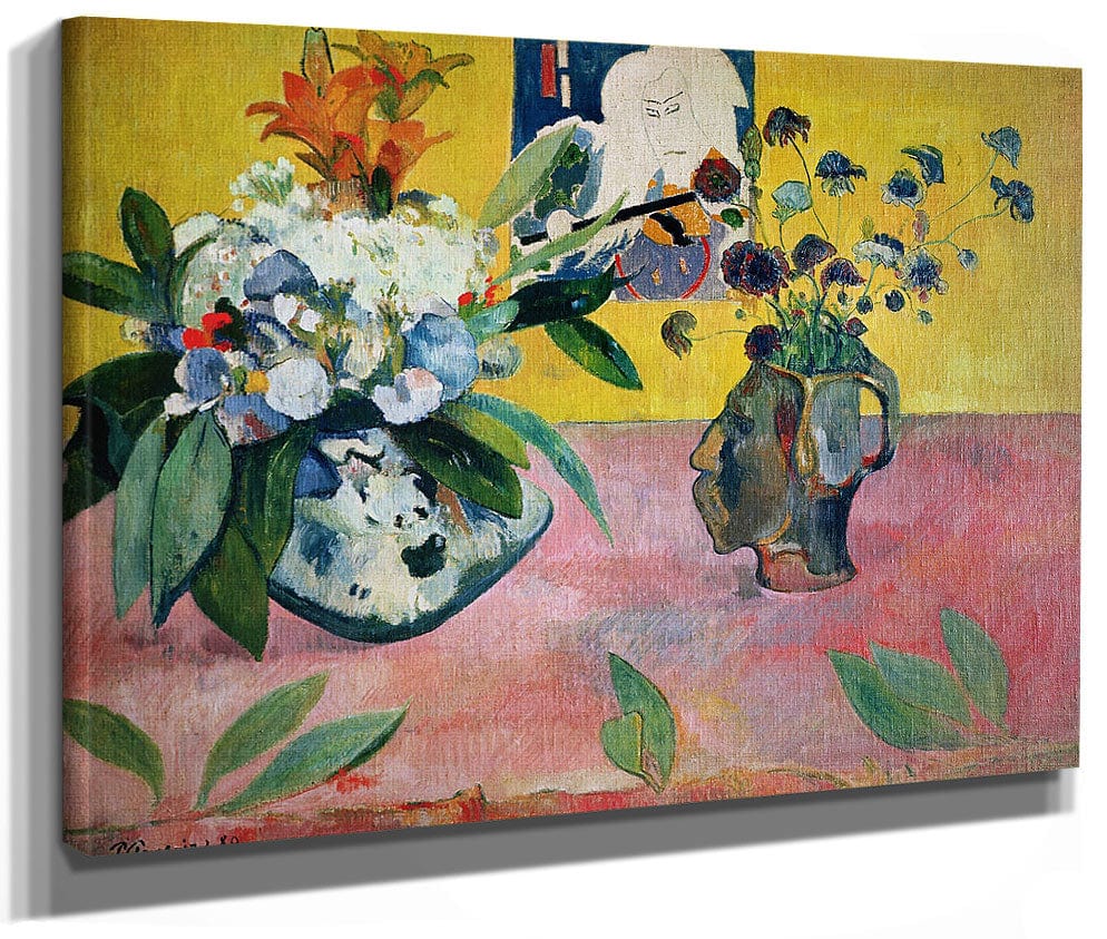 Flowers And A Japanese Print By Paul Gauguin