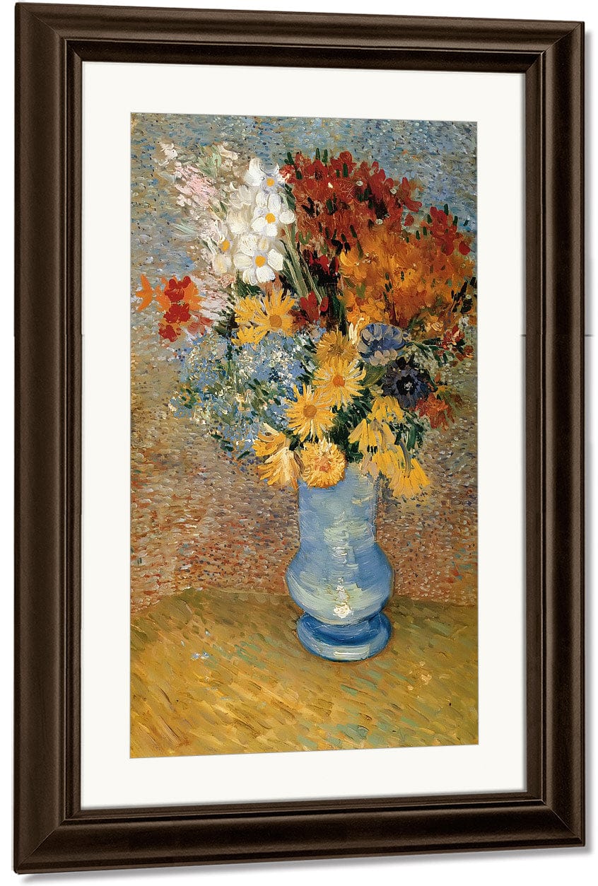 Flowers In A Blue Vase By Vincent Van Gogh - Image 4