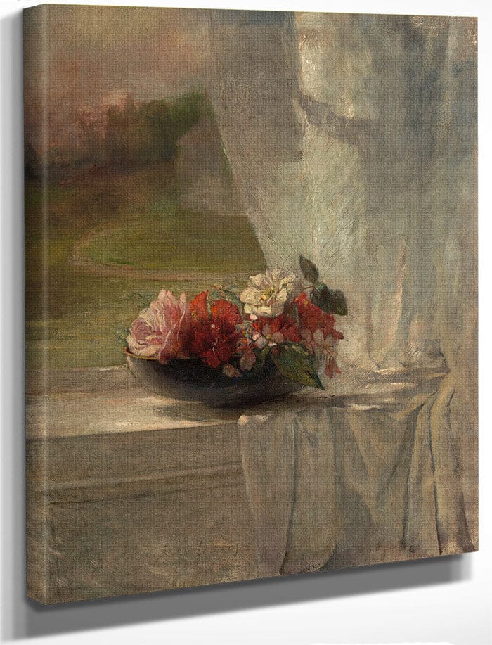 Flowers On A Window Ledge By John La Farge