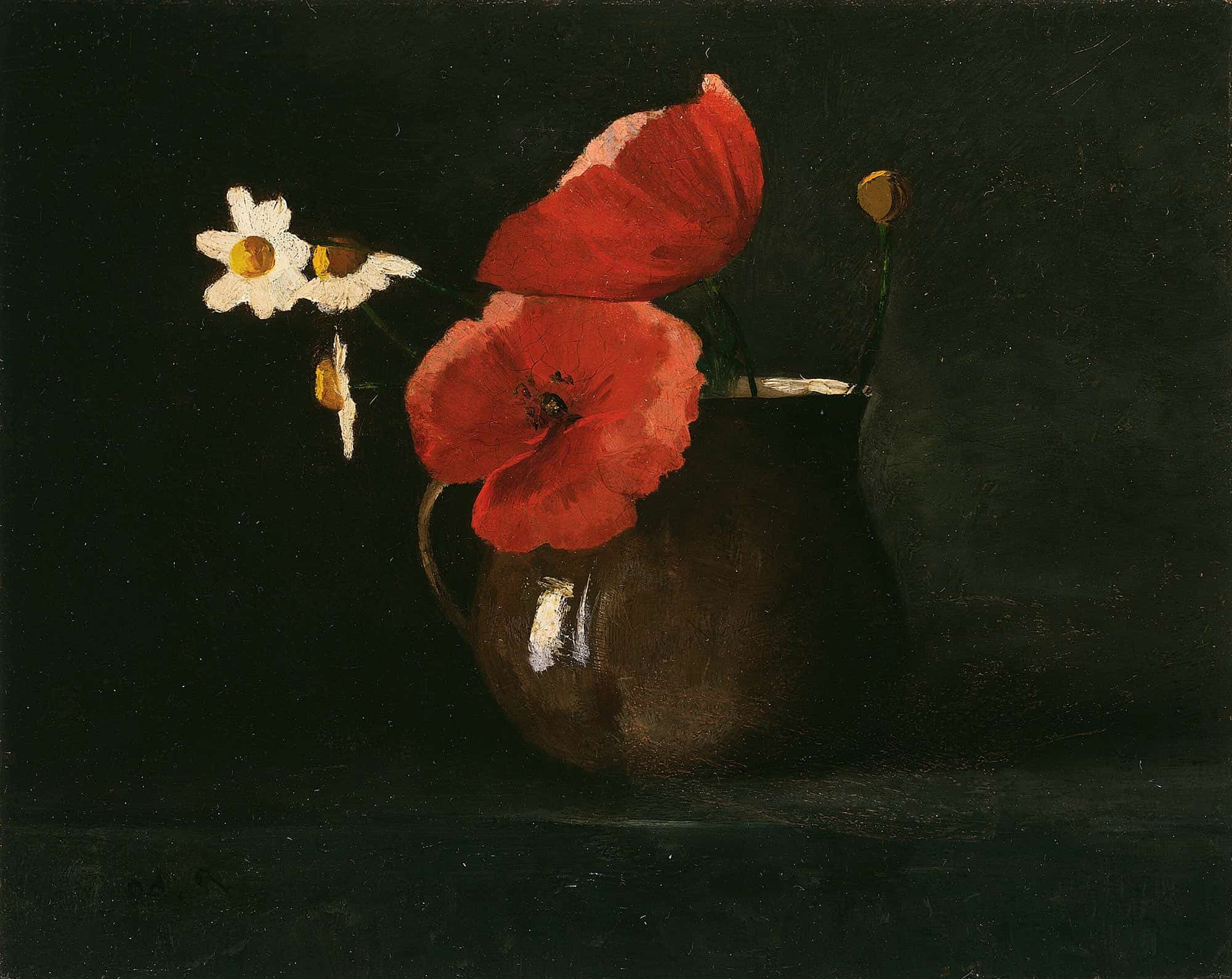 Flowers Poppies And Daisies by Odilon Redon
