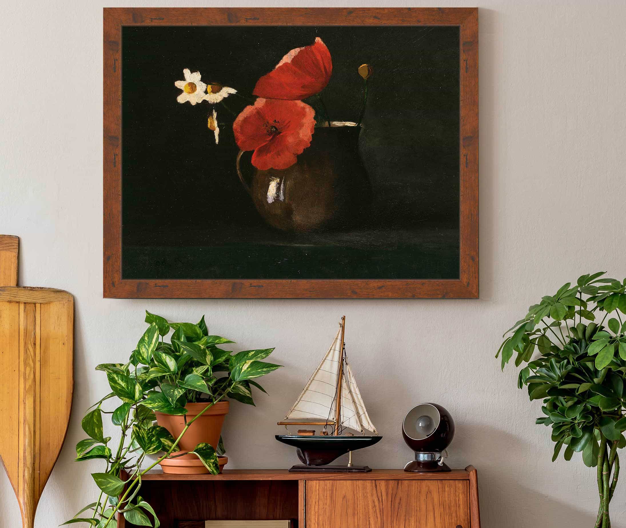 Flowers Poppies And Daisies by Odilon Redon - Image 3