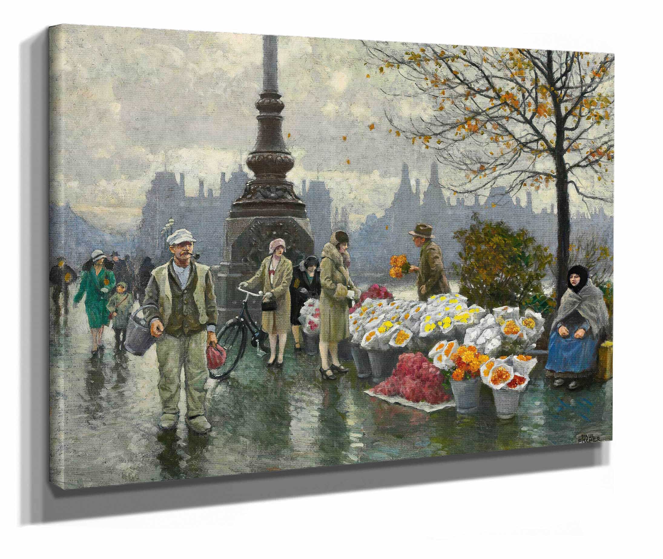 Flowersellers At Dr Louises Bro Queen Louises Bridge In Copenhagen by Paul Fischer - Image 2