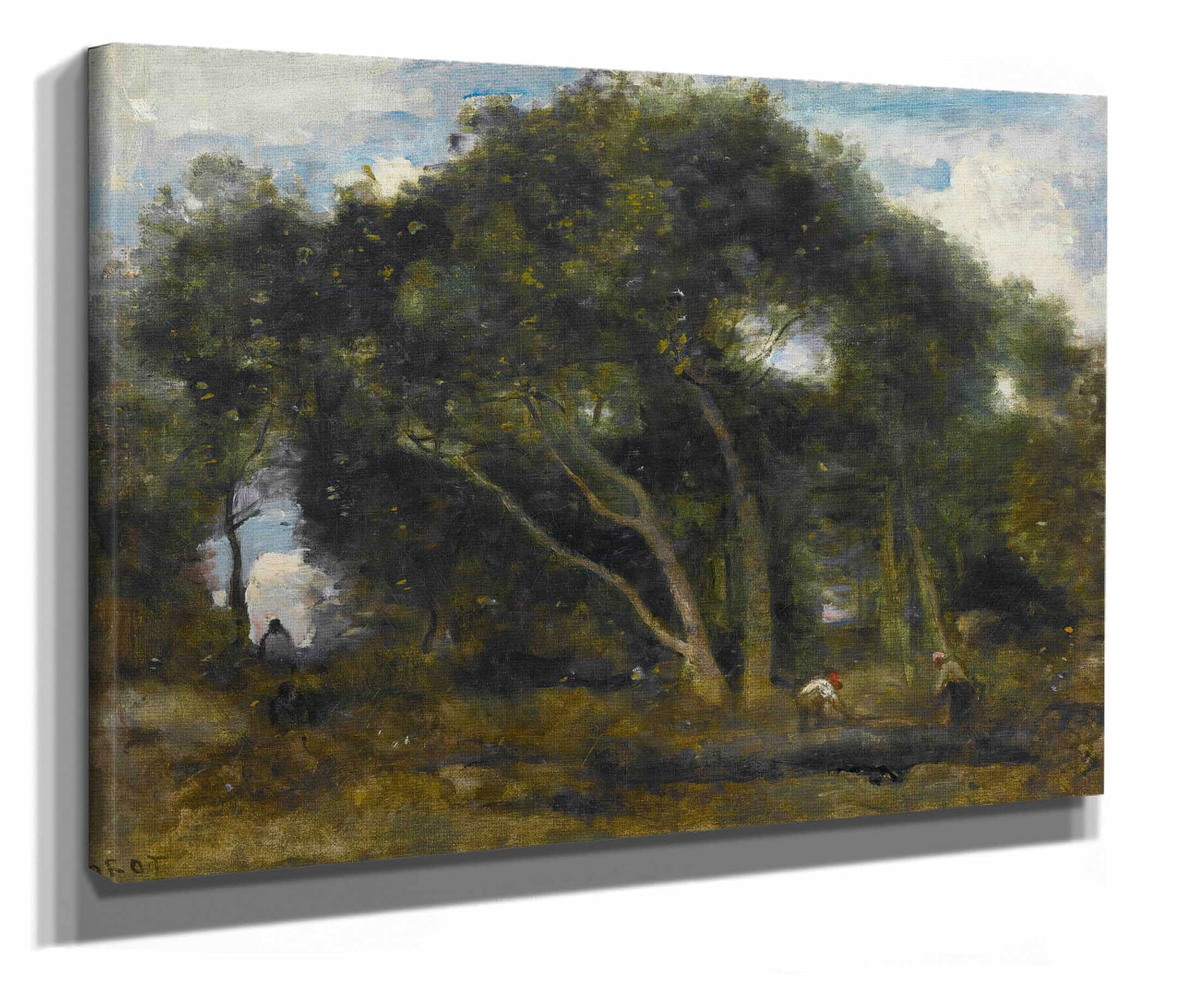 Fontainebleau Chenes Inclines Dans Une Eclaircie De Foret by Jean Baptiste Camille Corot - Image 2