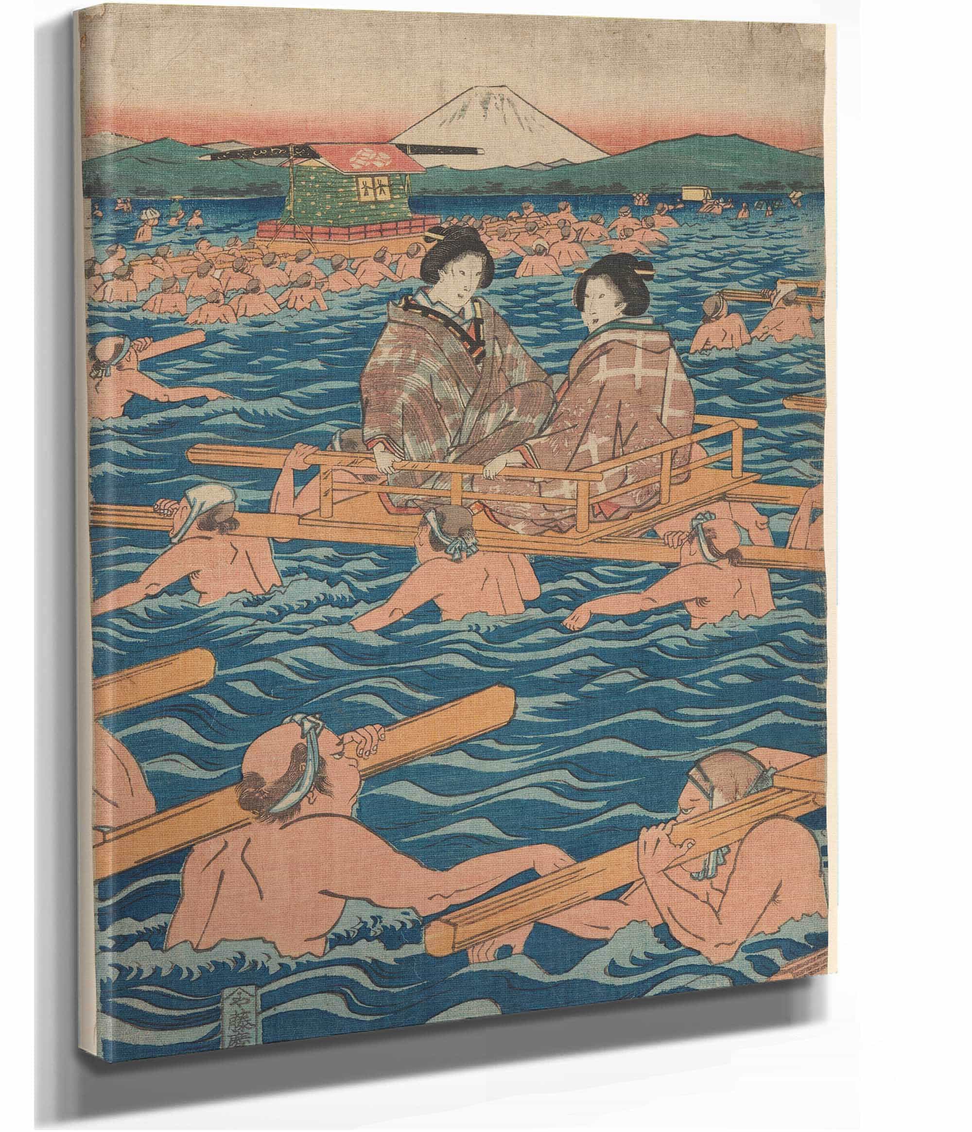 Fording A Broad River by Ando Hiroshige - Image 5