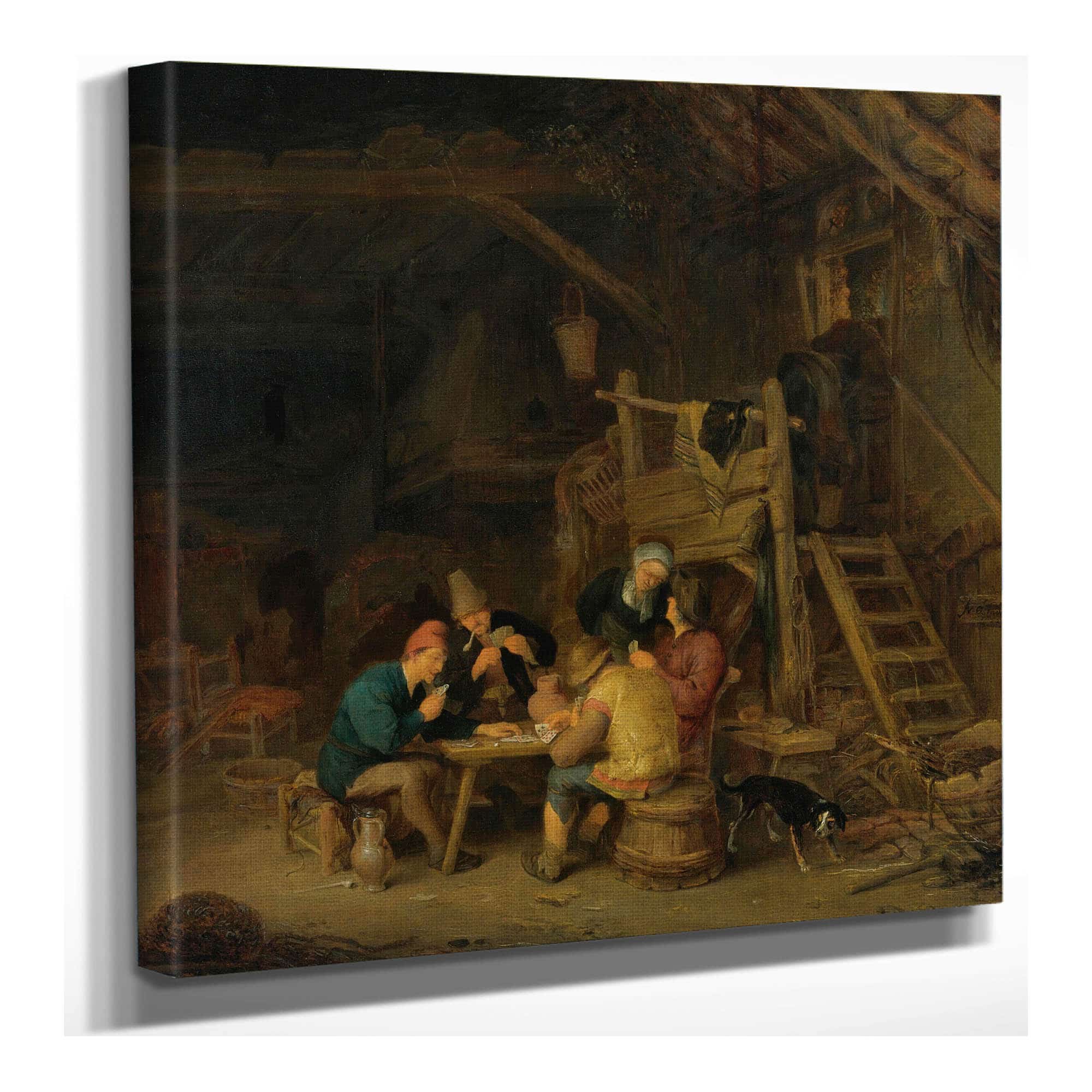 Four Card Players In A Rustic Interior by Adriaen Van Ostade