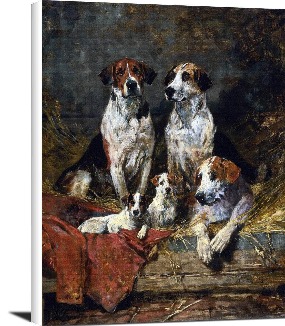 Four Foxhounds And A Terrier John Emms Canvas Art