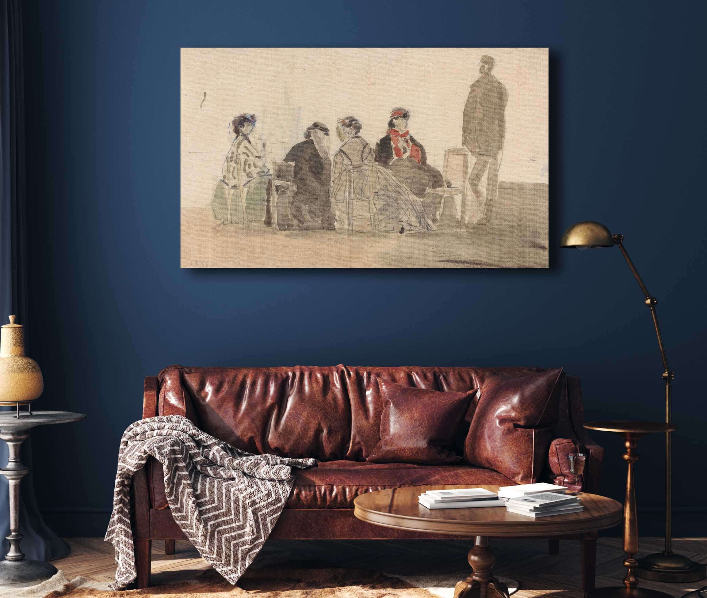 Four Ladies Seated At Trouville by Eugene Boudin - Image 4