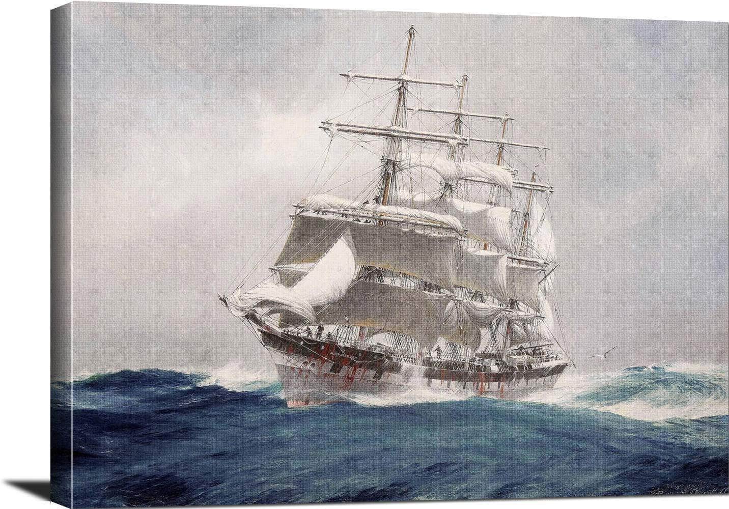 Four Masted Wool Clipper Port Jackson Painting Jack Spurling Canvas Art - Image 3