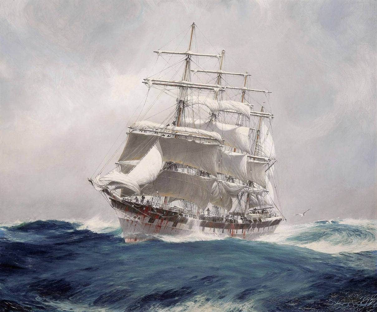 Four Masted Wool Clipper Port Jackson Painting Jack Spurling Canvas Art - Image 5